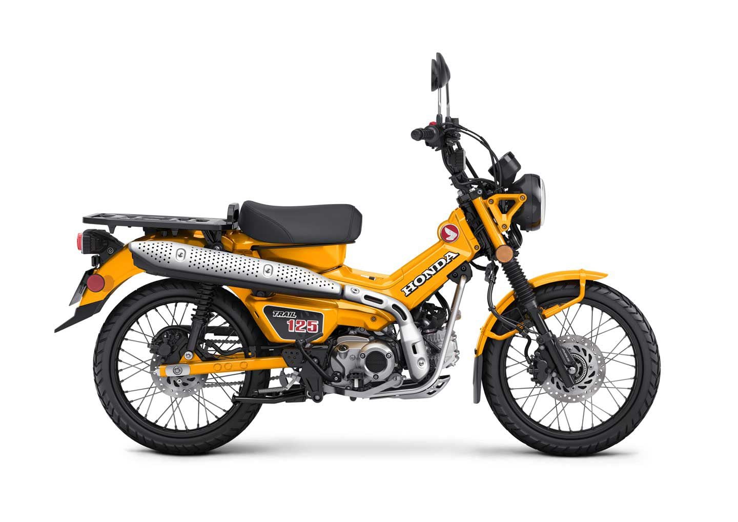 2024 Honda Trail125 in its sharp new Turmeric Yellow color.