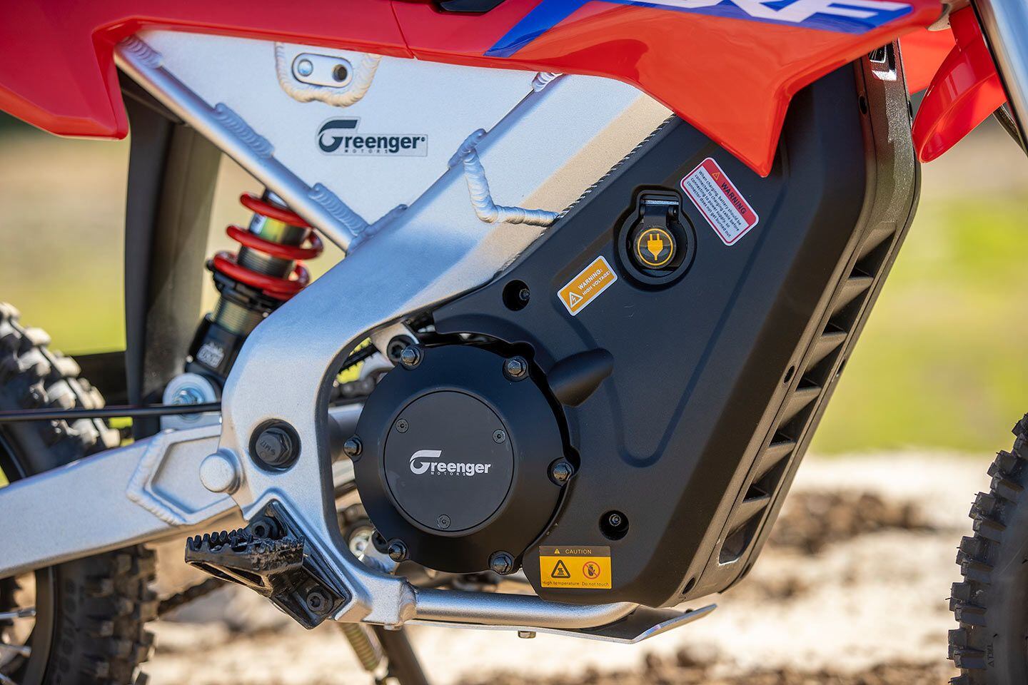 The CRF-E2 boasts pleasing CRF-family styling including its robust-looking aluminum frame and swingarm.