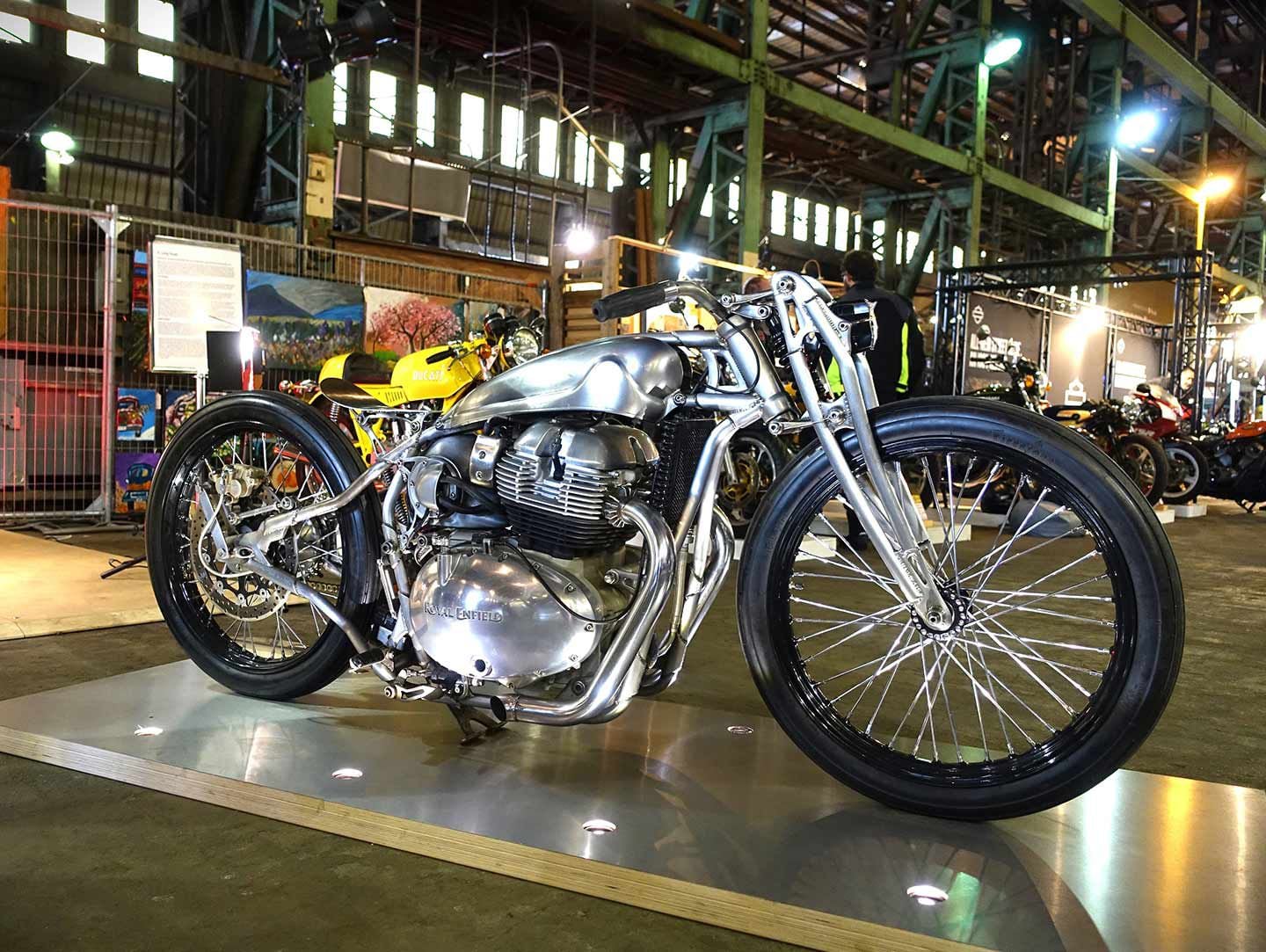 Show sponsor Royal Enfield gathered a slew of customs from around the world in its area, and this build called 