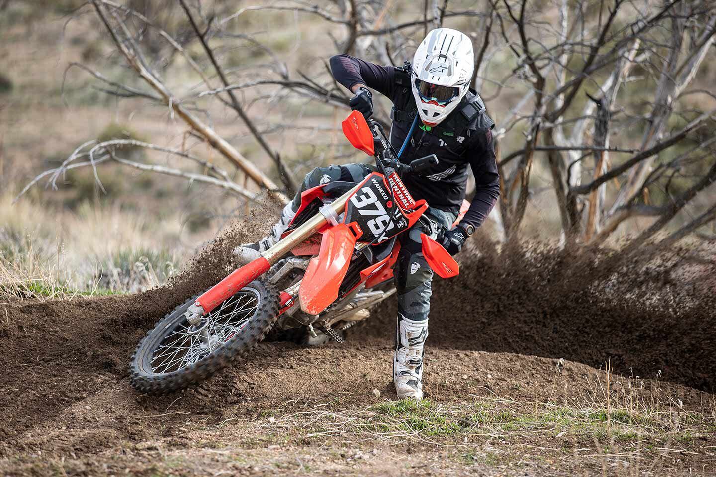 Honda’s CRF250RX appeals to off-road riders seeking a light and easy handling dirt bike.