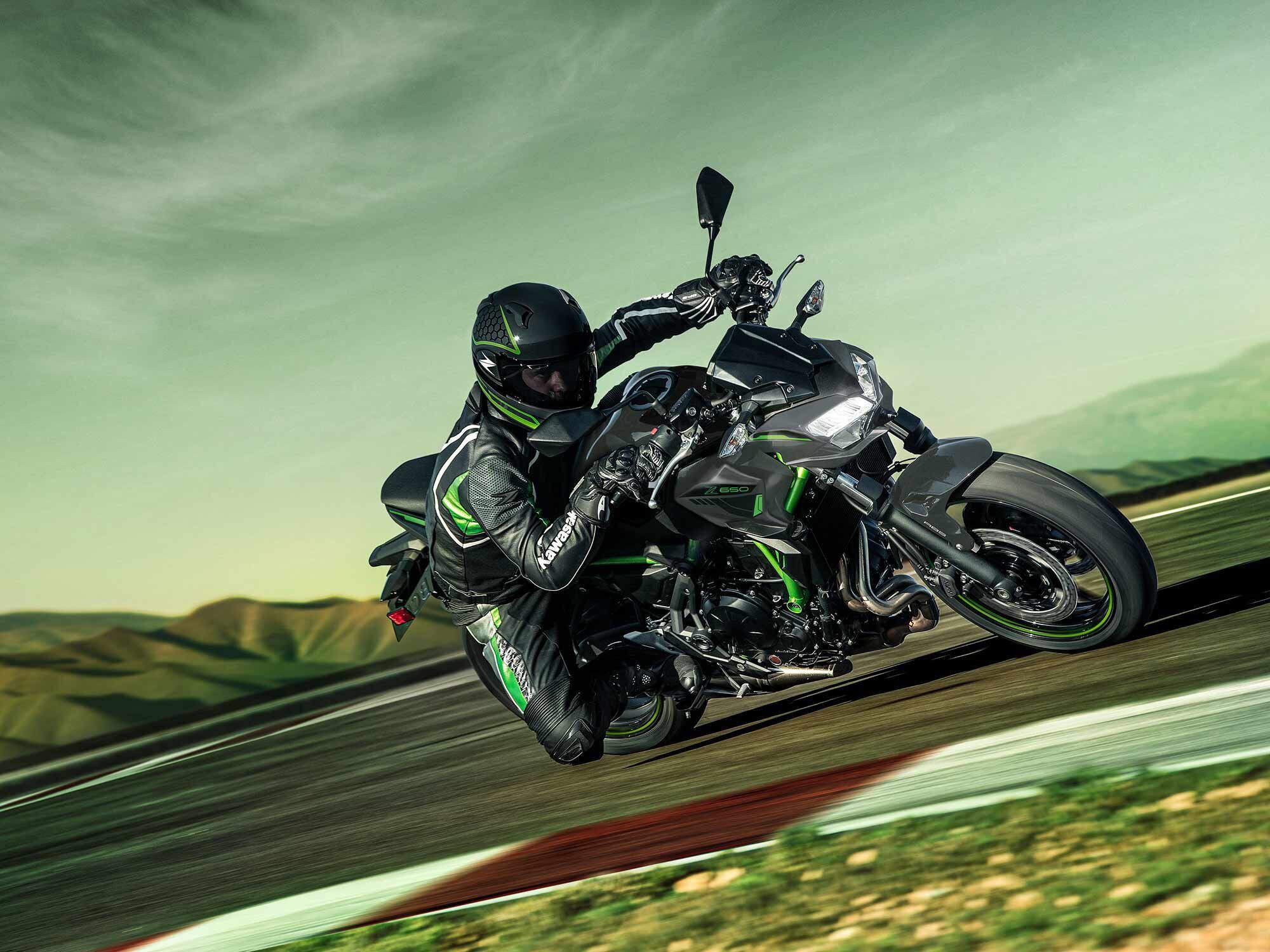 Kawasaki’s Z650 now comes standard with traction control.
