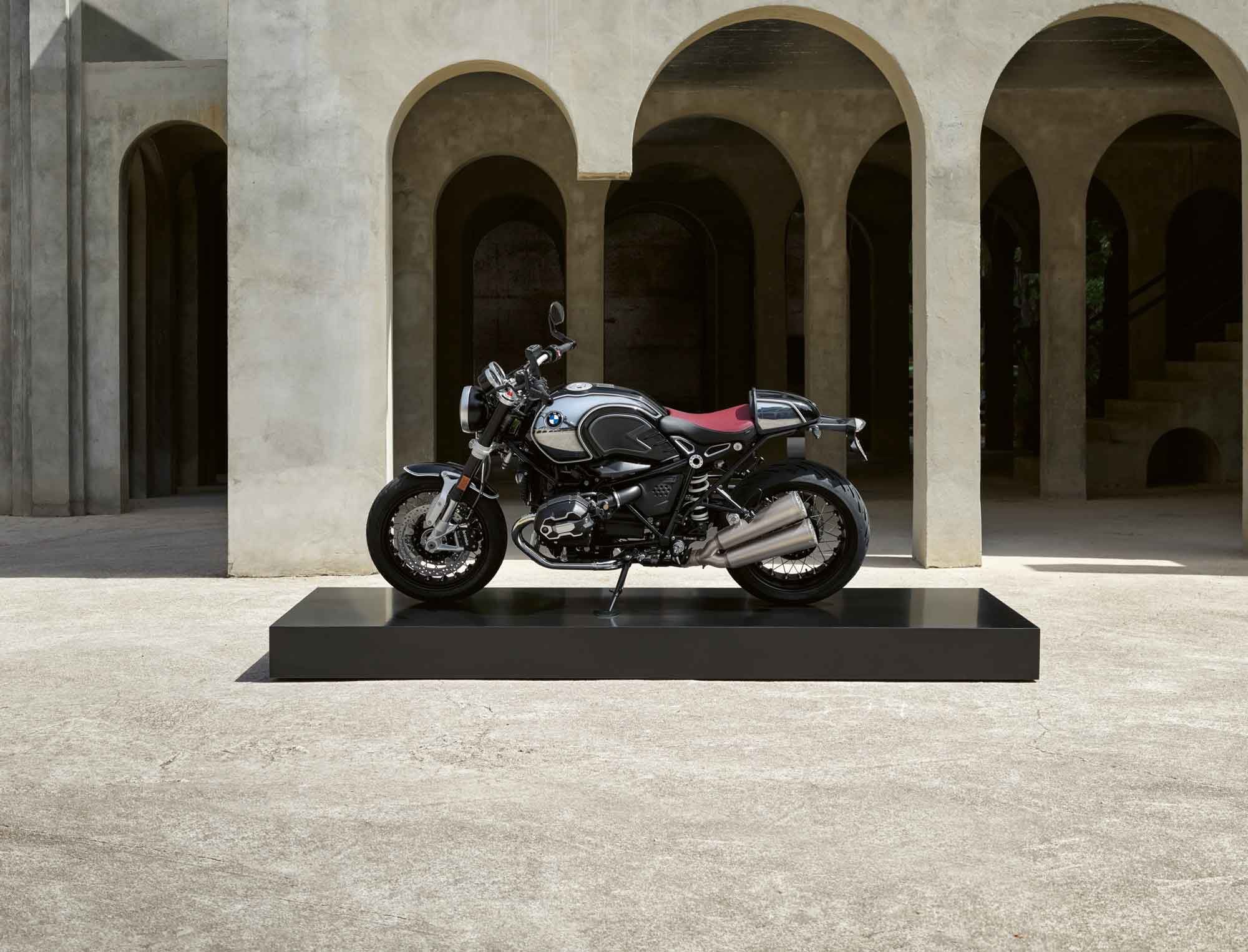 Oxblood seat adorns the R nineT 100 Year edition, same as the R 18 100 Year edition.