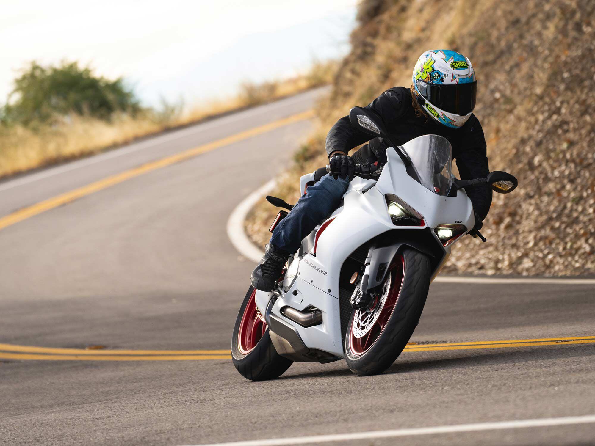 The Panigale V2 is an exhilarating midsize-plus sportbike. We appreciate its nimble handling and rev-happy 955cc L-twin engine.