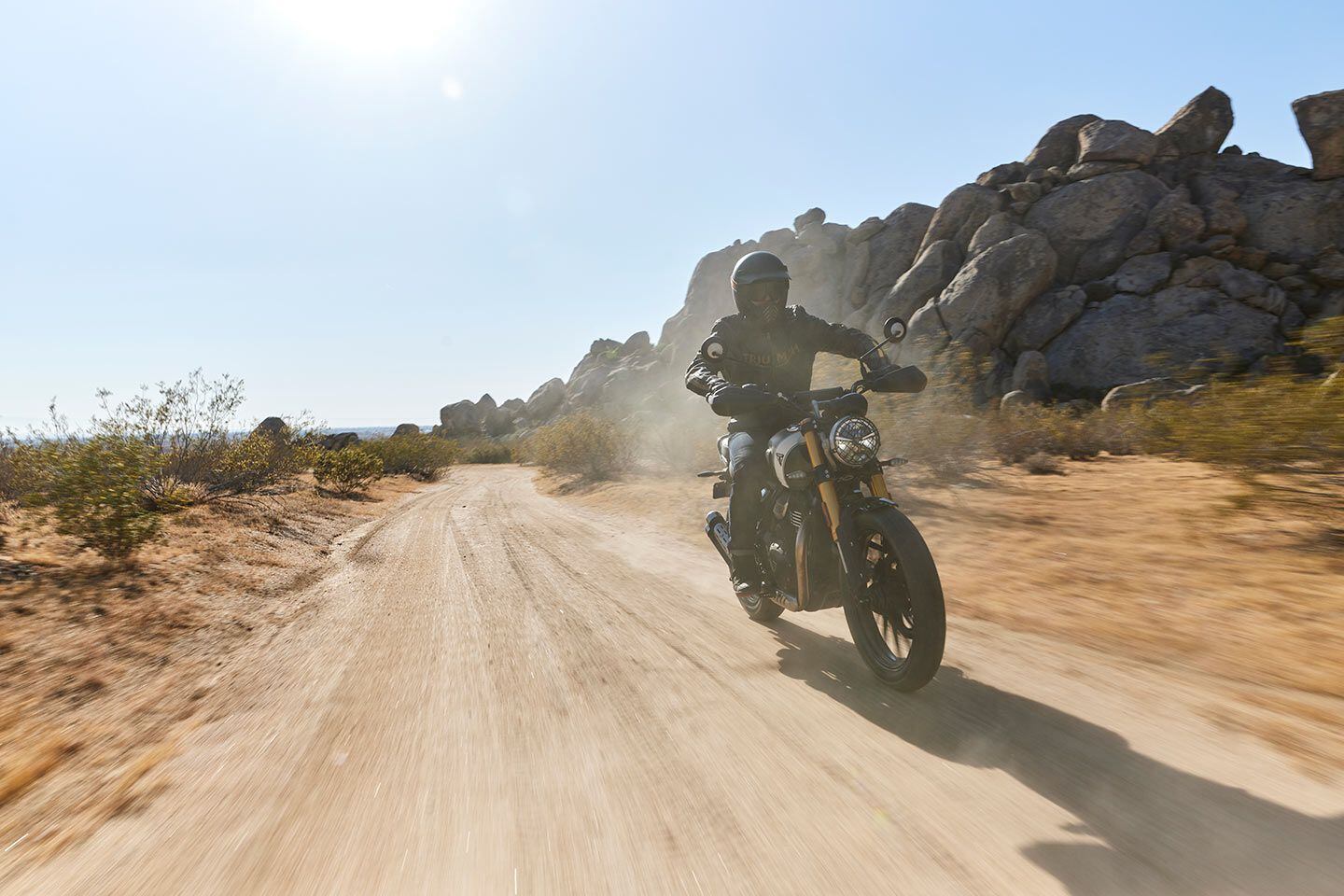 Alternatively, this could be a dusty and dirtier you aboard the 2024 Triumph Scrambler 400 X.