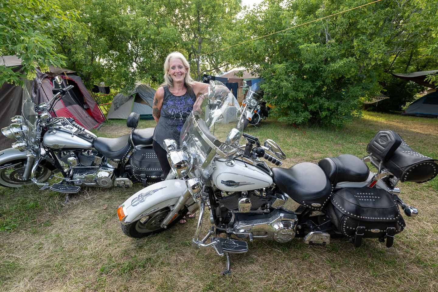 Still life with rider and steed. Camping at the Sturgis Buffalo Chip campground during the Sturgis Motorcycle Rally.
