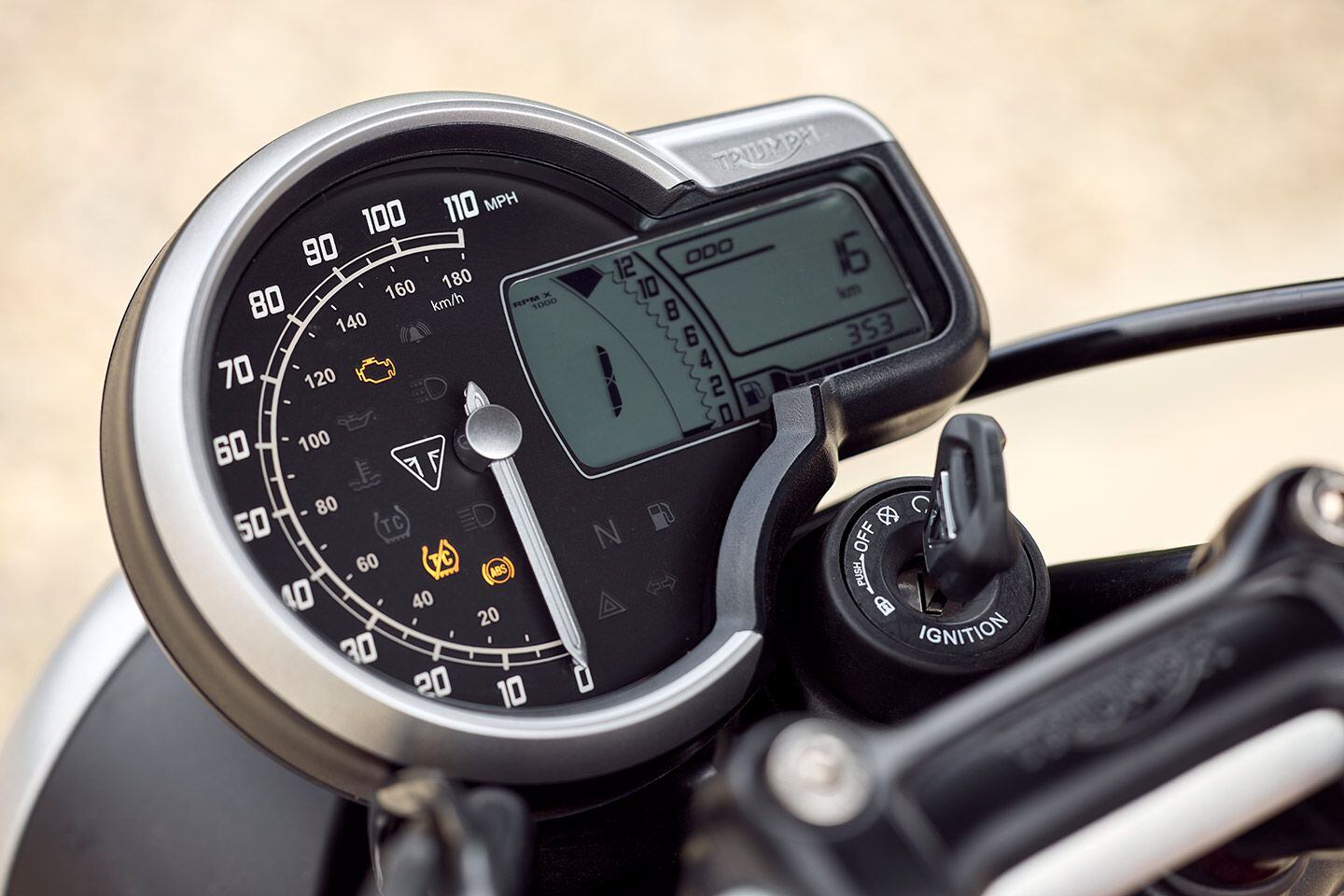 Simple analog speedometer and LCD display does the trick for both Triumph Speed 400 and Scrambler 400 X.