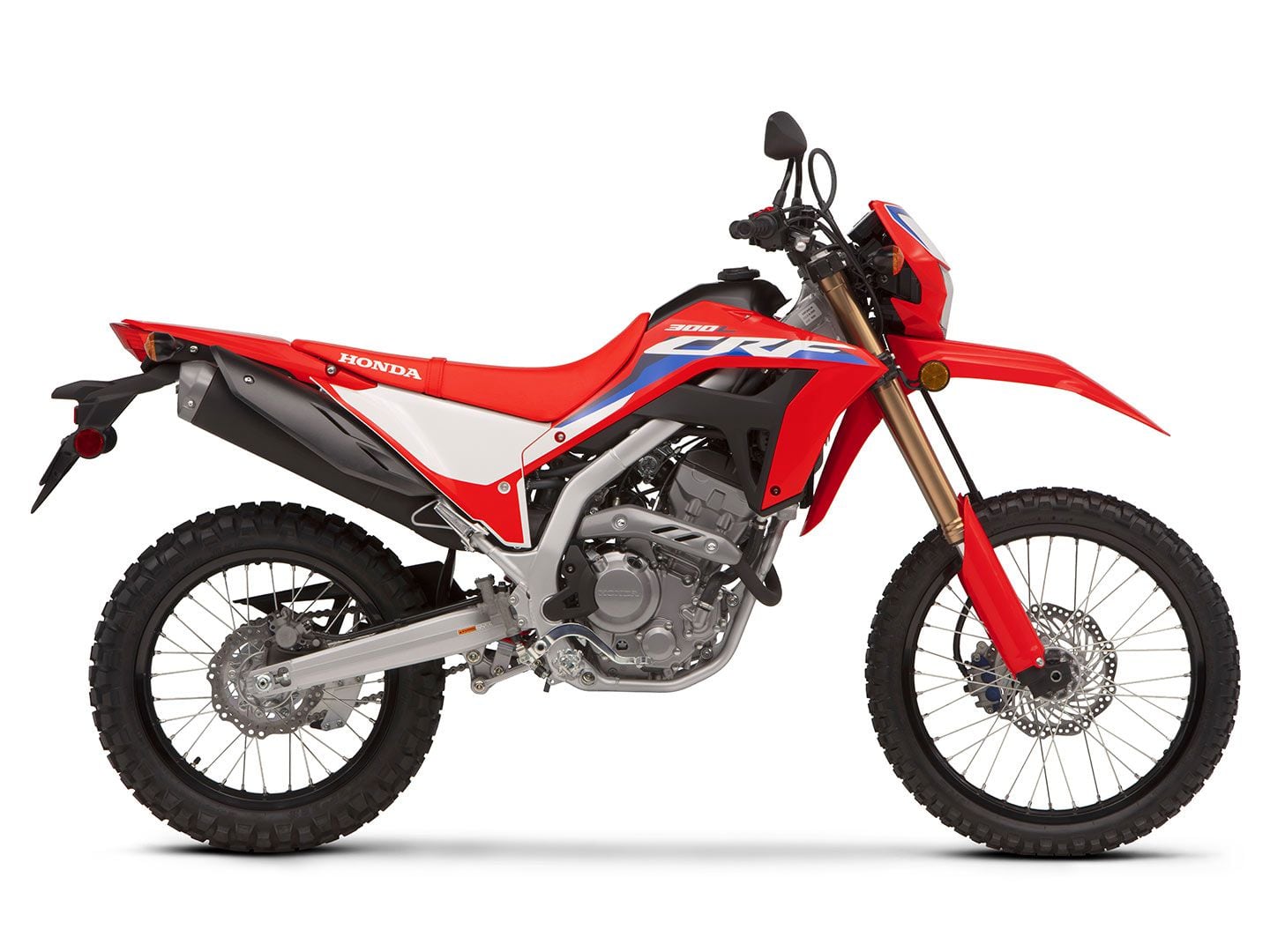 The 2024 Honda CRF300L will be available in ABS and non-ABS options.
