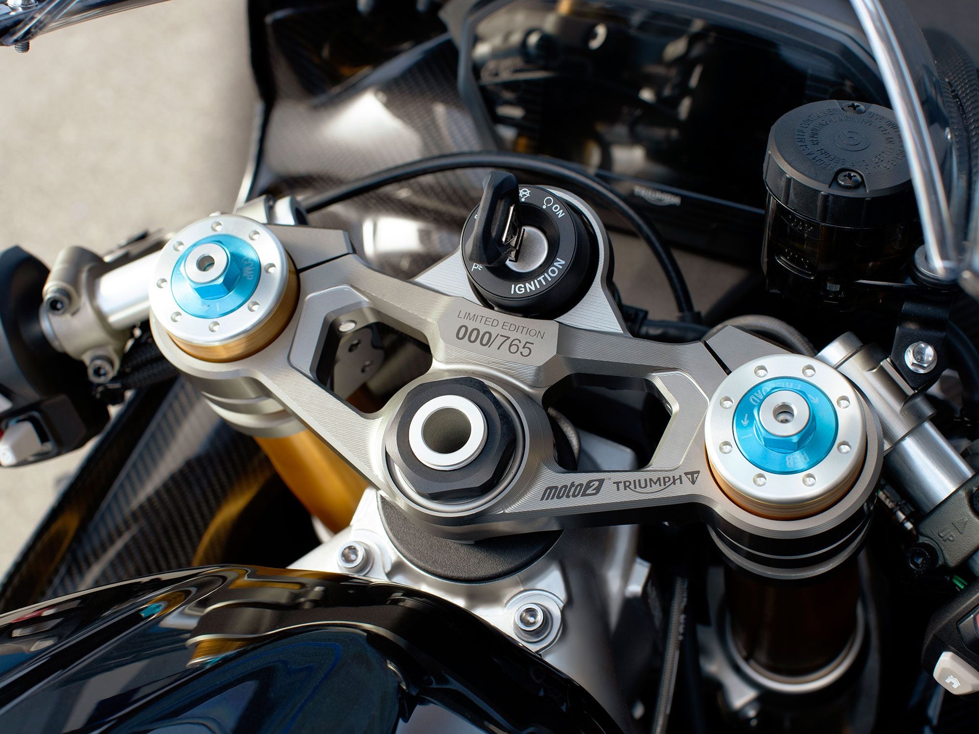 Each Moto2 replica is adorned with its production number atop the triple clamp. A total of 1,530 vehicles are being manufactured worldwide.