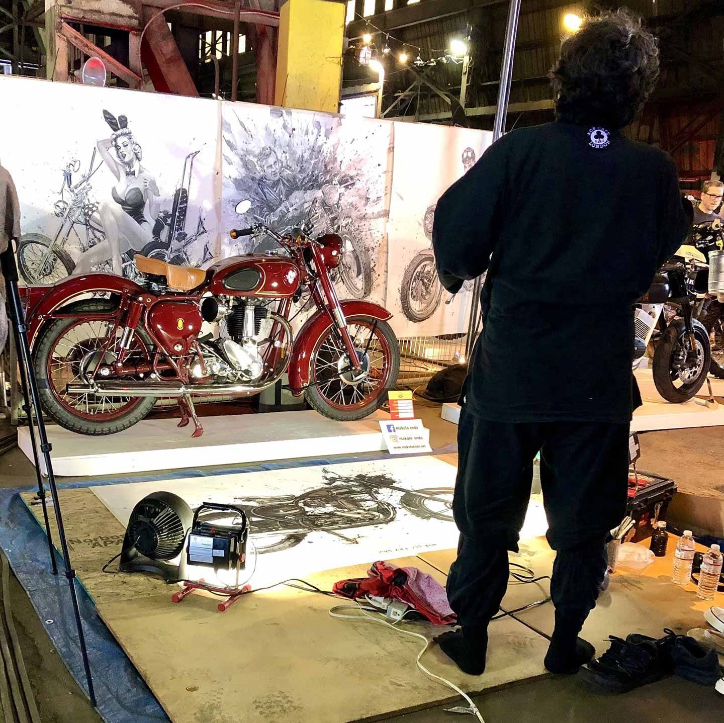 Makoto Endo made an appearance as well, this year using his trademark painting with India ink and chopsticks to render the subject BSA.