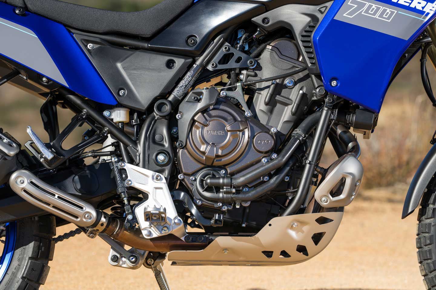 Yamaha’s 689cc CP2 parallel twin is the star of the show. Not only is it ultra compact, it has a pleasing character and pumps out a wide spread of power.