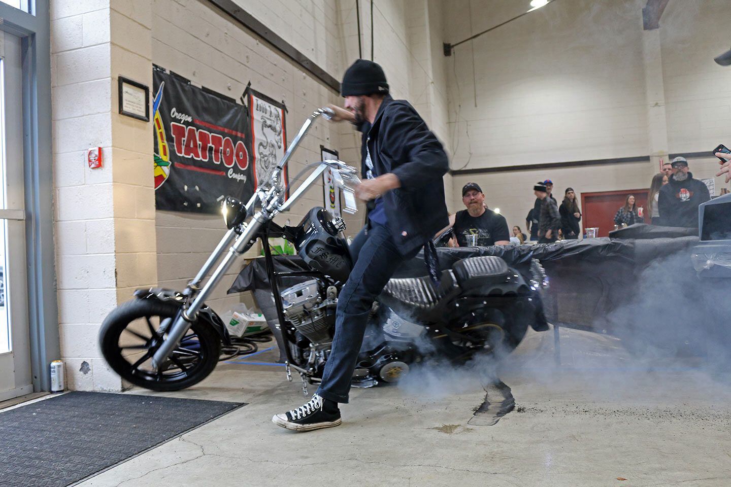 Every good bike show deserves a burnout or two.