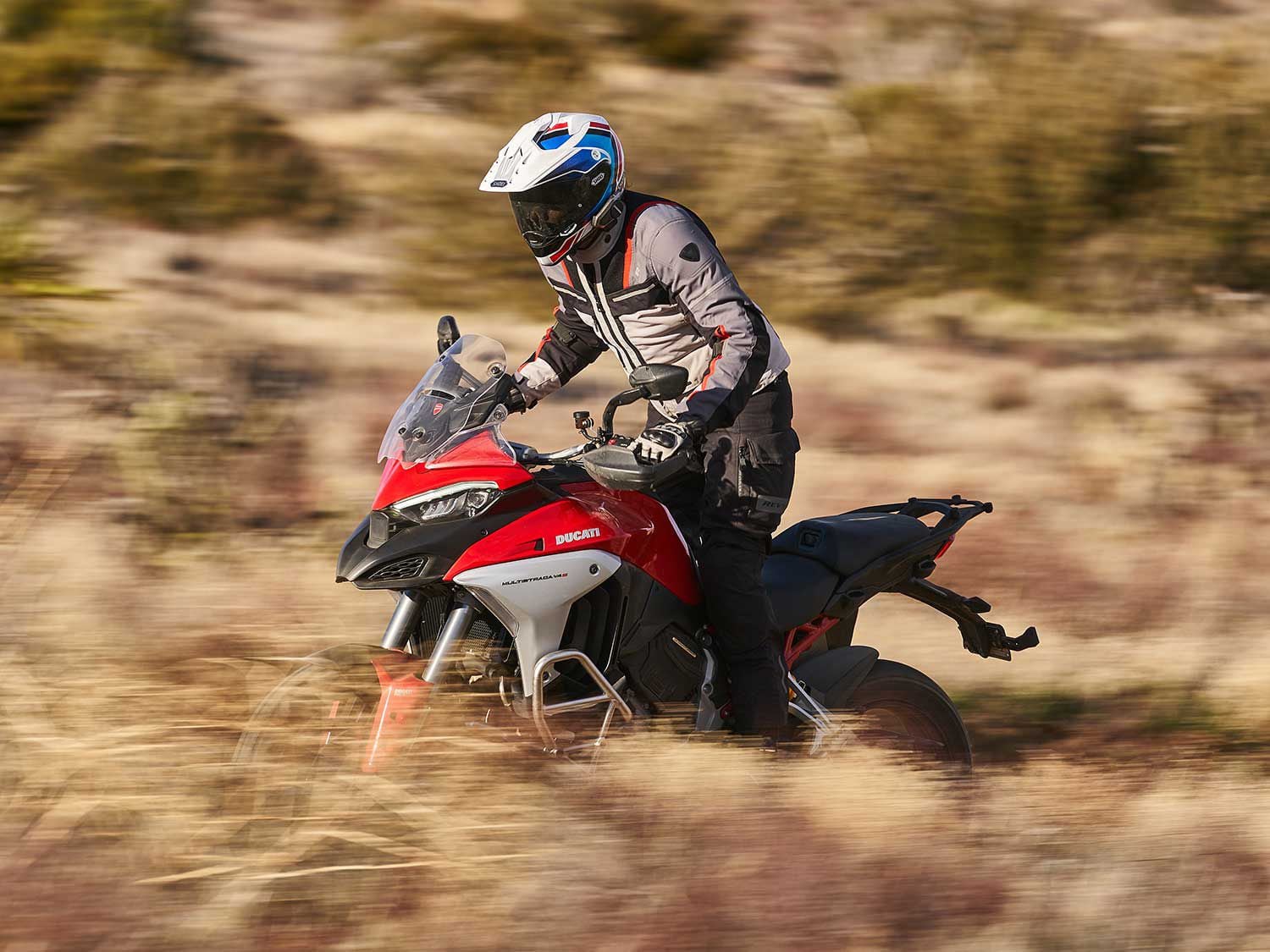 Six-foot tall riders will value the ergonomics of the Multistrada V4. It’s a comfortable mount both in seated and standing positions.