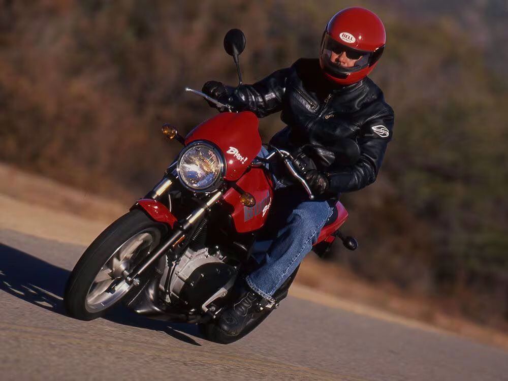 One of the 22,785 Buell Blasts ever made. Example shown is from <i>Cycle World</i>’s road test in 2000.
