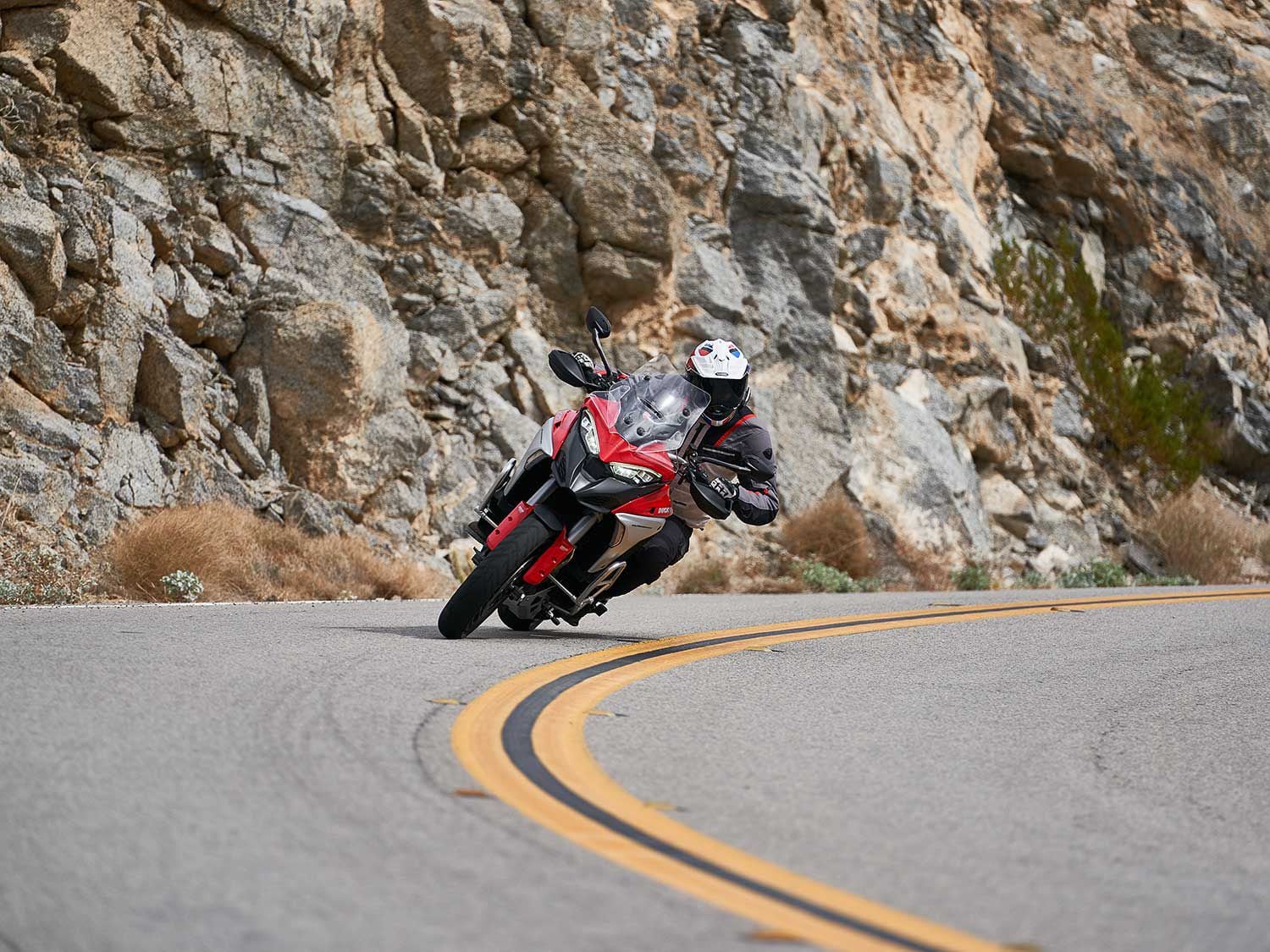 In typical Ducati form, the Multistrada has an astounding level of sport-appeal. Even with the larger diameter front hoop, its road handling remains dreamy.