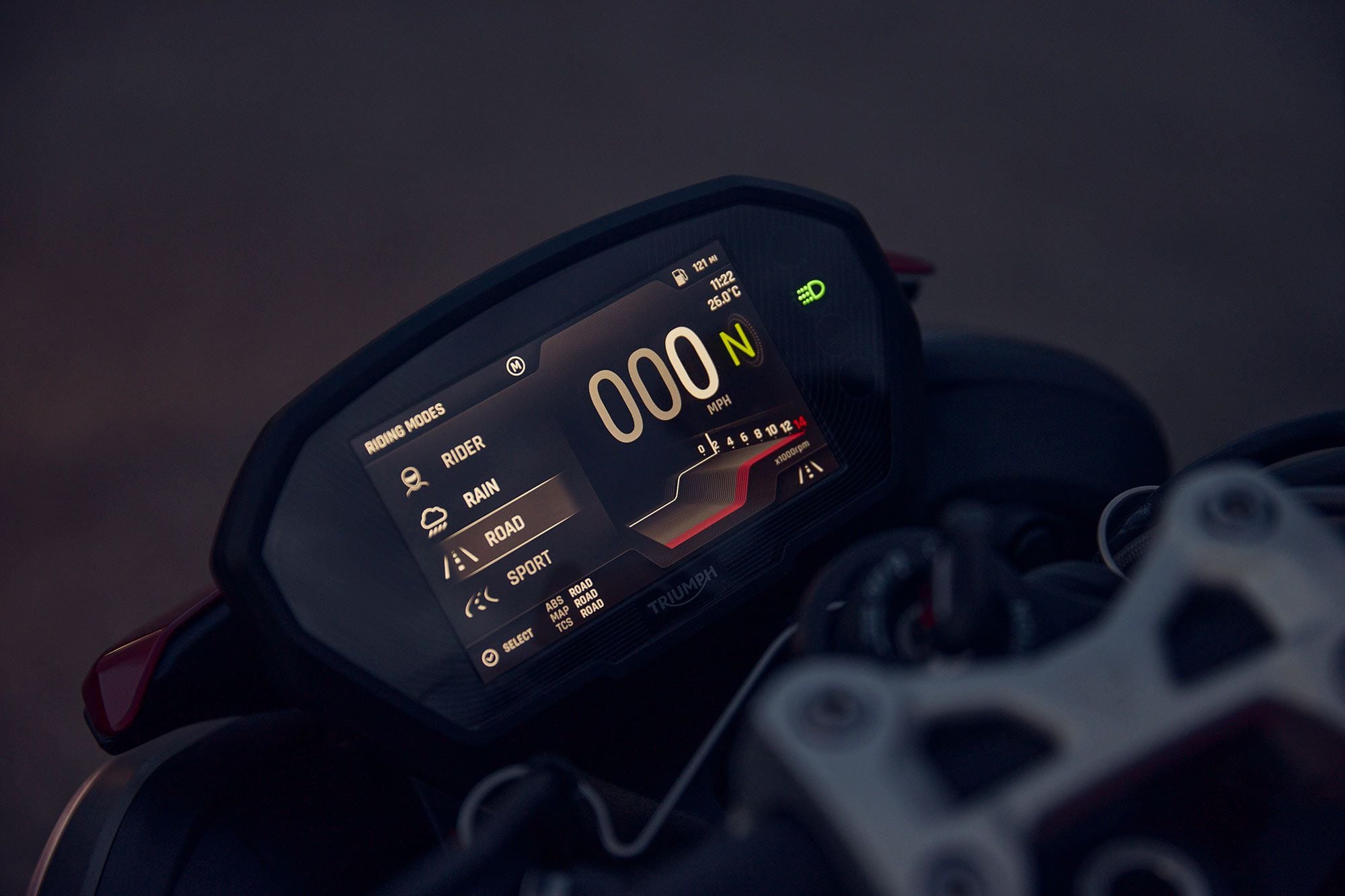 The Street Triple RS and Moto2 5-inch TFT display, by comparison.