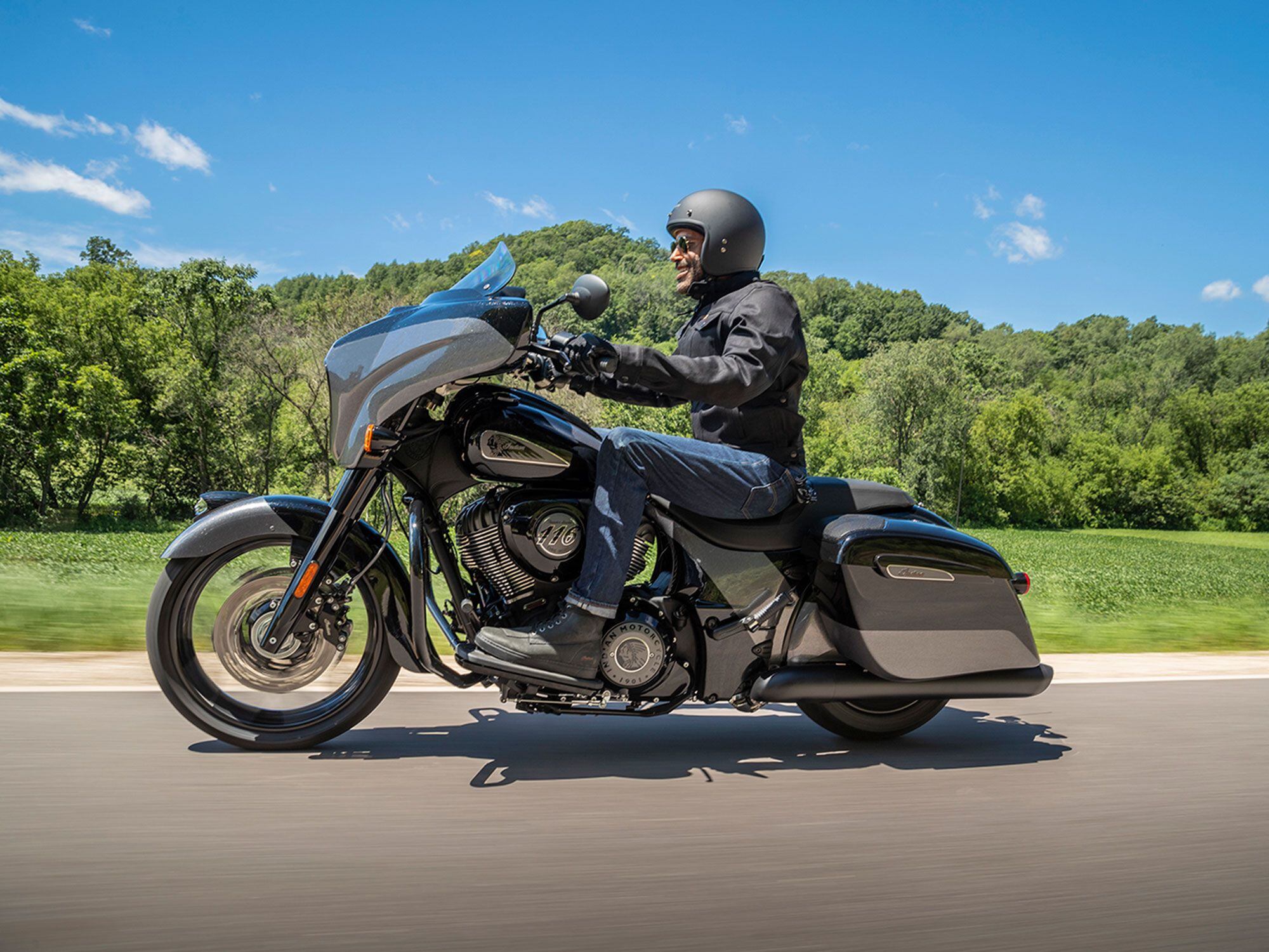 The 116 Thunderstroke V-twin pushes out 126 pound-feet of torque and wears an exclusive Slate Smoke finish.