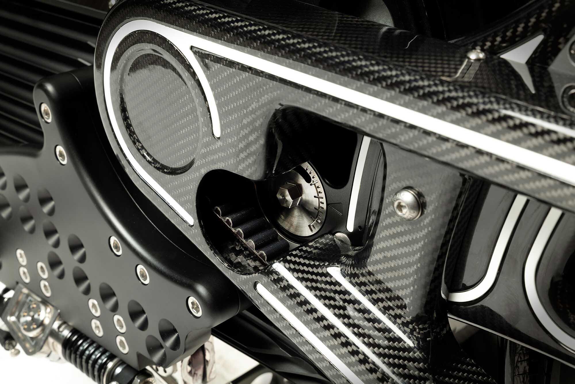 High-end materials make up The 1. Even the belt guard is carbon fiber.