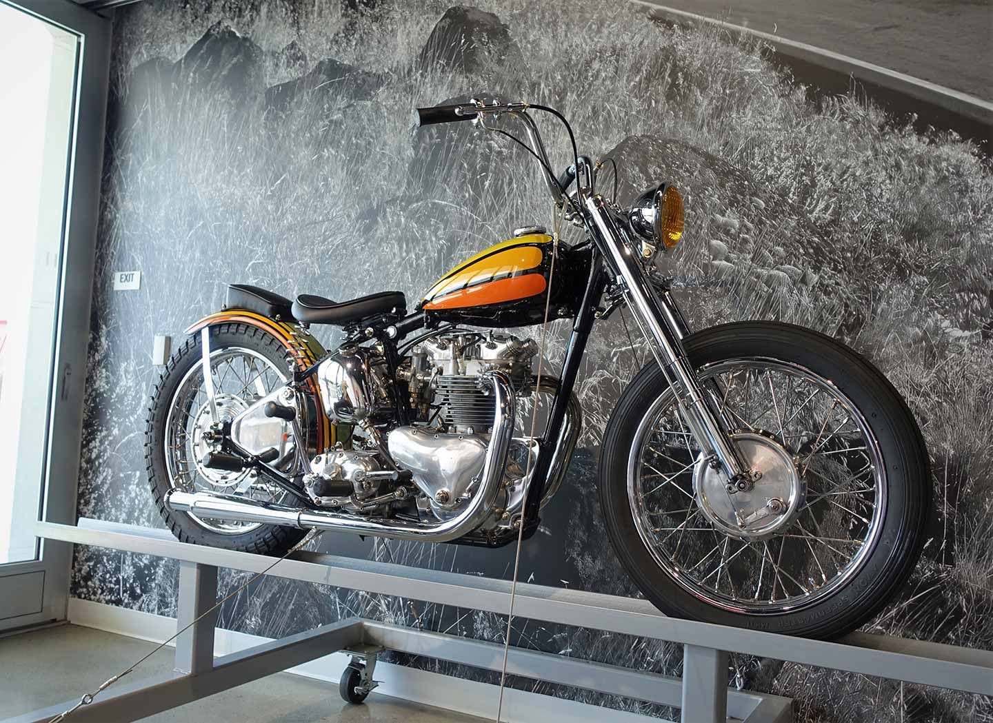 When art inspires real life, you get something like this 1952 Triumph Speed Twin custom, built by Jared Weems and based on renowned moto-artist David Mann’s “Dog Gone Hot Dogs” painting.