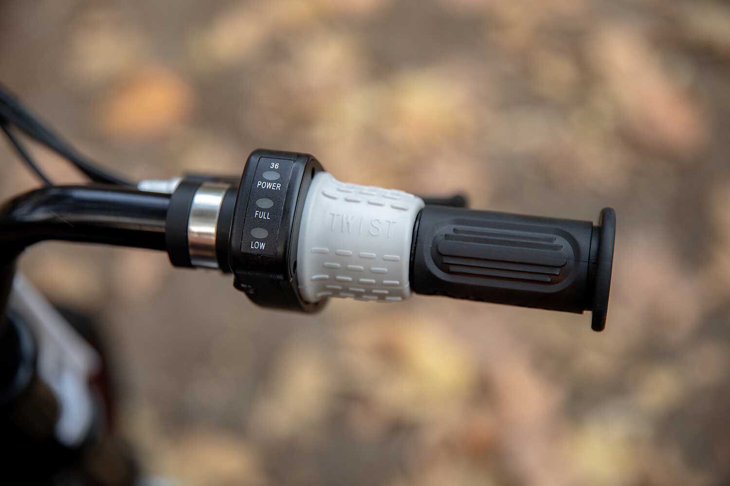 The eFTR comes with a twist grip throttle.