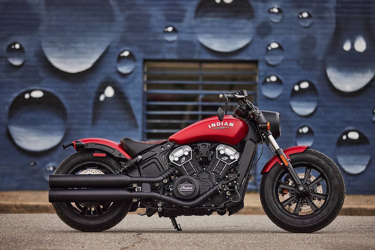 The Indian Scout Bobber is a stripped-down minimalistic cruiser with a burnout-loving 100 hp engine.
