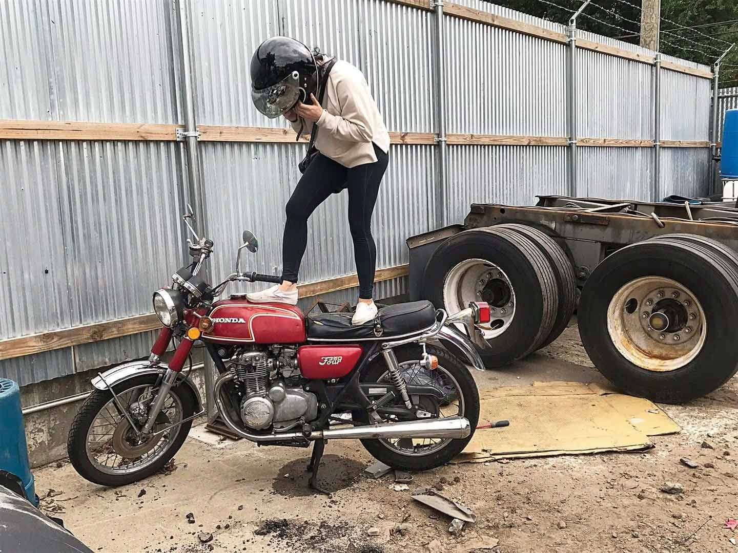 Somebody wanted this bike. Mallory Kramer’s Honda CB350 Four before it was stolen in NYC.