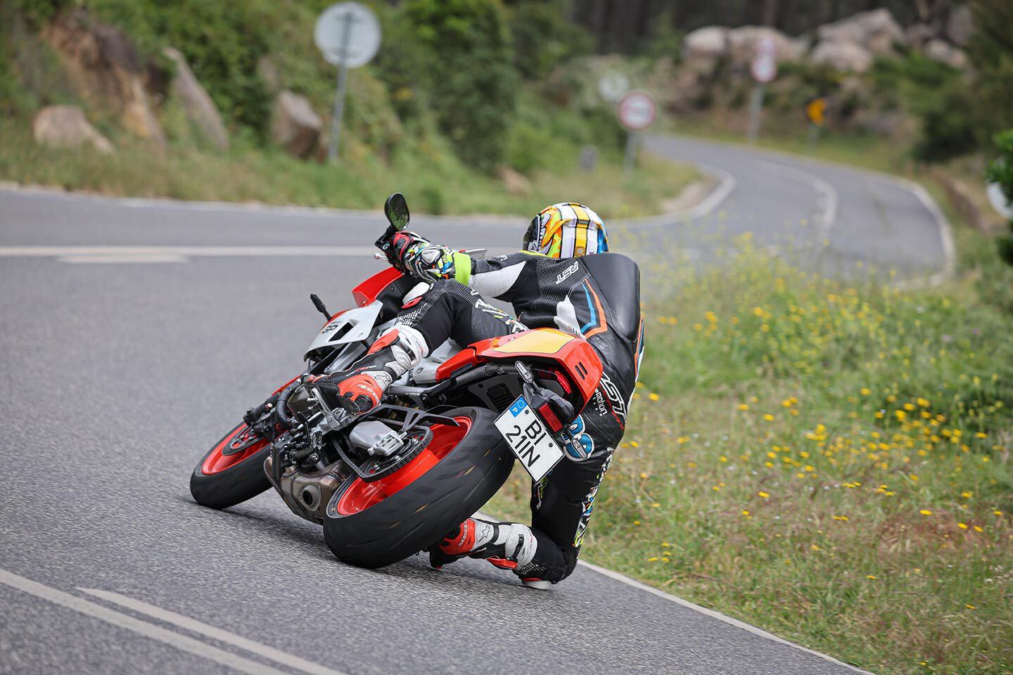 Brakes have been uprated with a new 16mm Brembo radial master cylinder while the discs and Yamaha calipers remain the same as the stock XSR900.