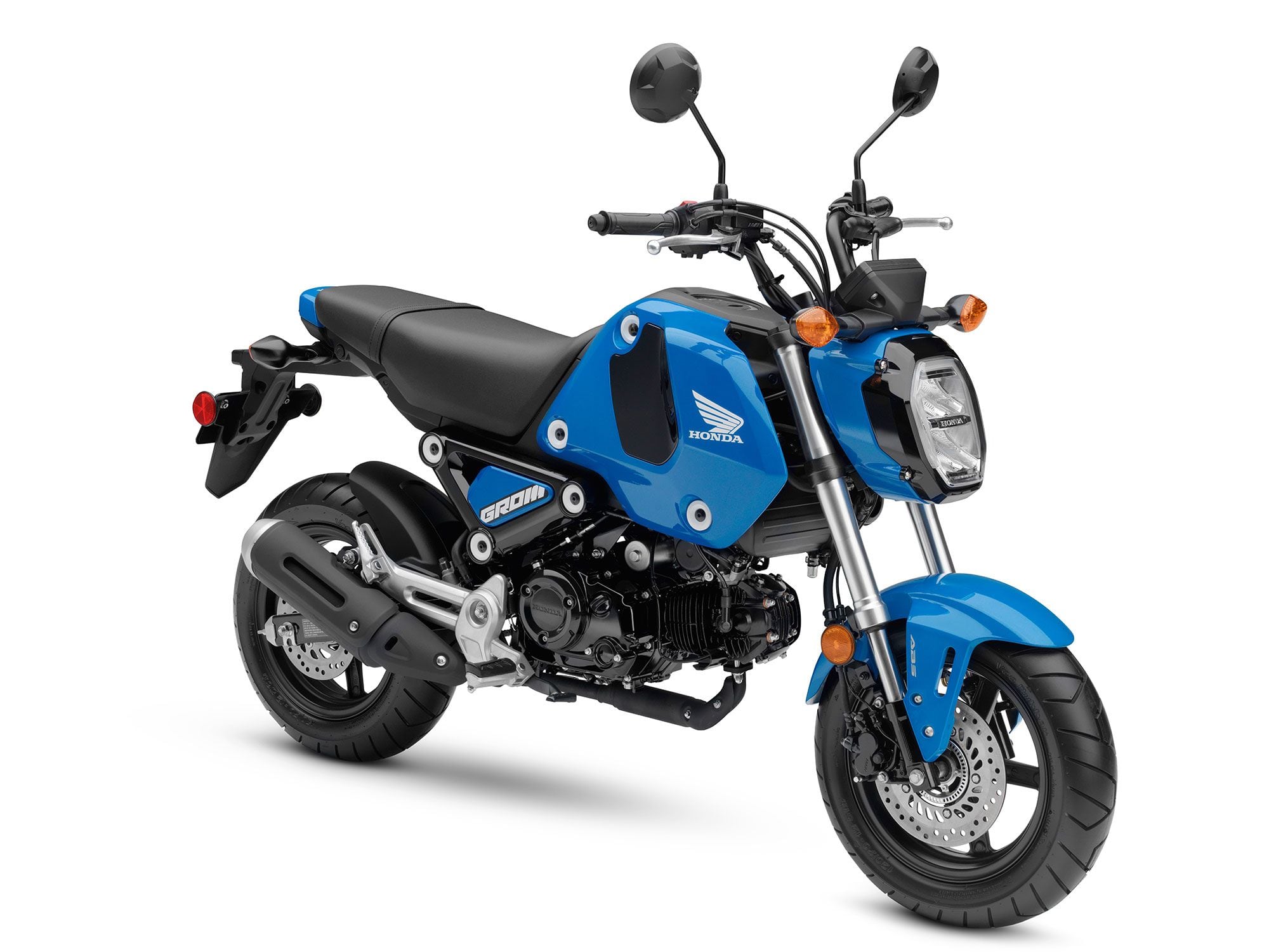 The 2022 Honda Grom ABS in Candy Blue colorway.