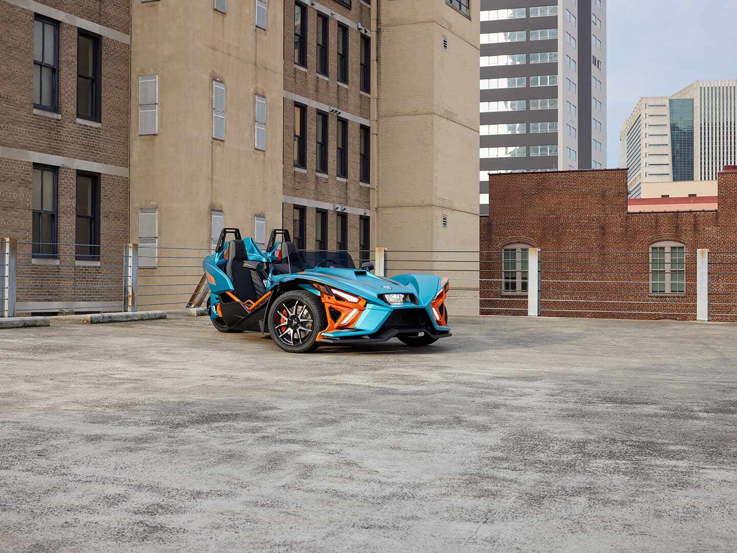 We trade two wheels for three inside Polaris’ top-spec 2023 Slingshot R autocycle.