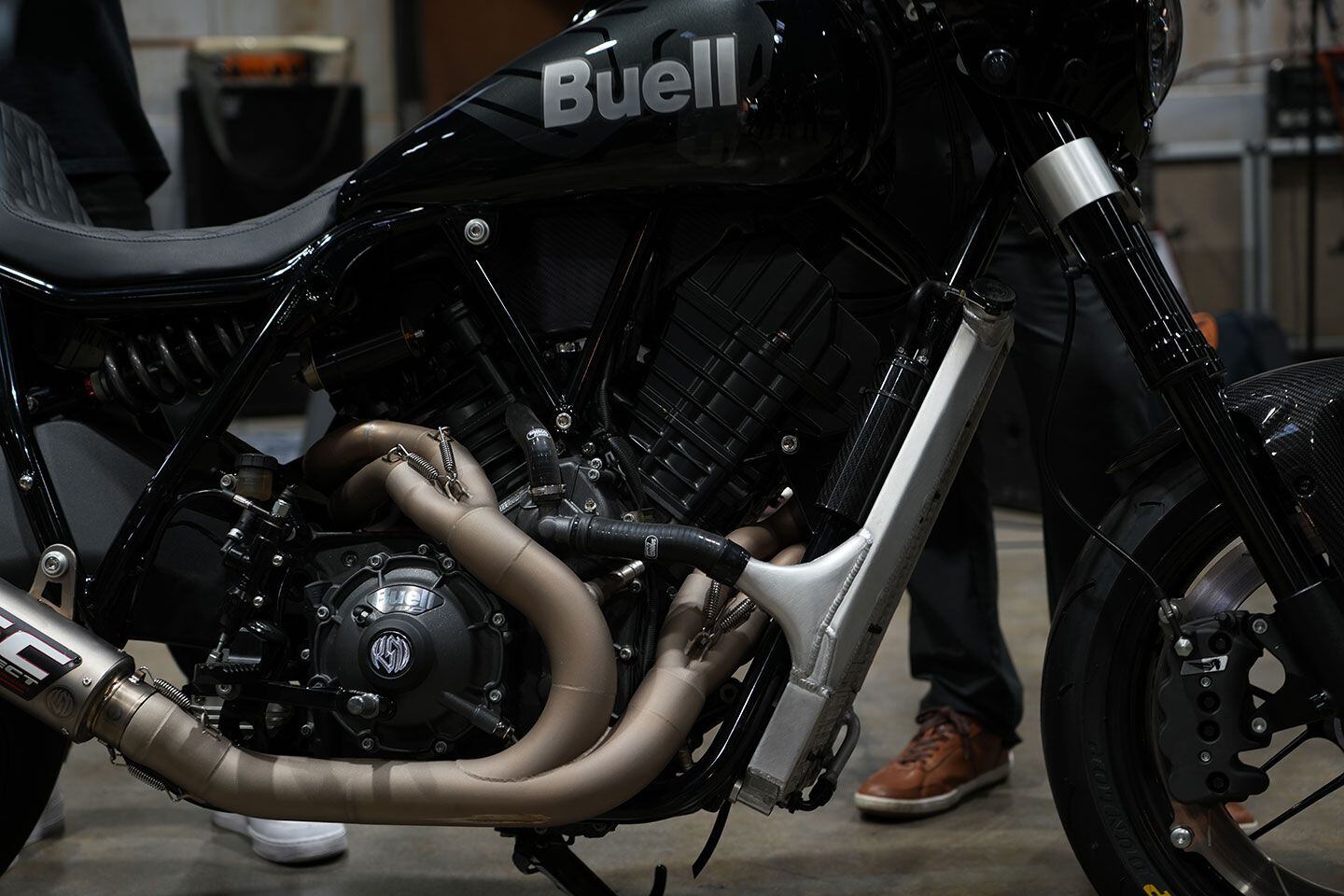 The Super Cruiser is powered by Buell Motorcycle’s existing 1,190cc liquid-cooled V-twin. Buell says this engine is good for 175 hp at the crankshaft.