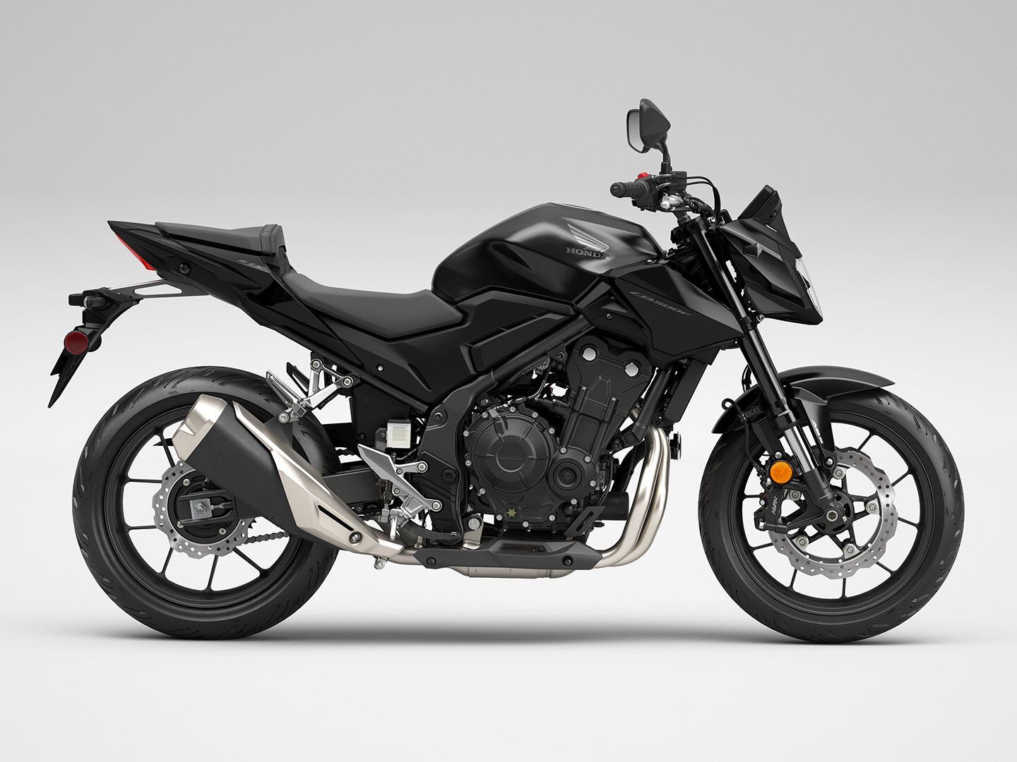 The 2024 Honda CB500F will be available in a Matte Black Metallic color.