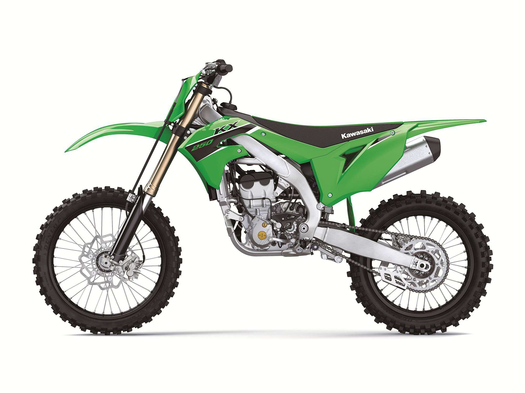 The 2023 Kawasaki KX250 gets an engine overhaul for more efficient performance.