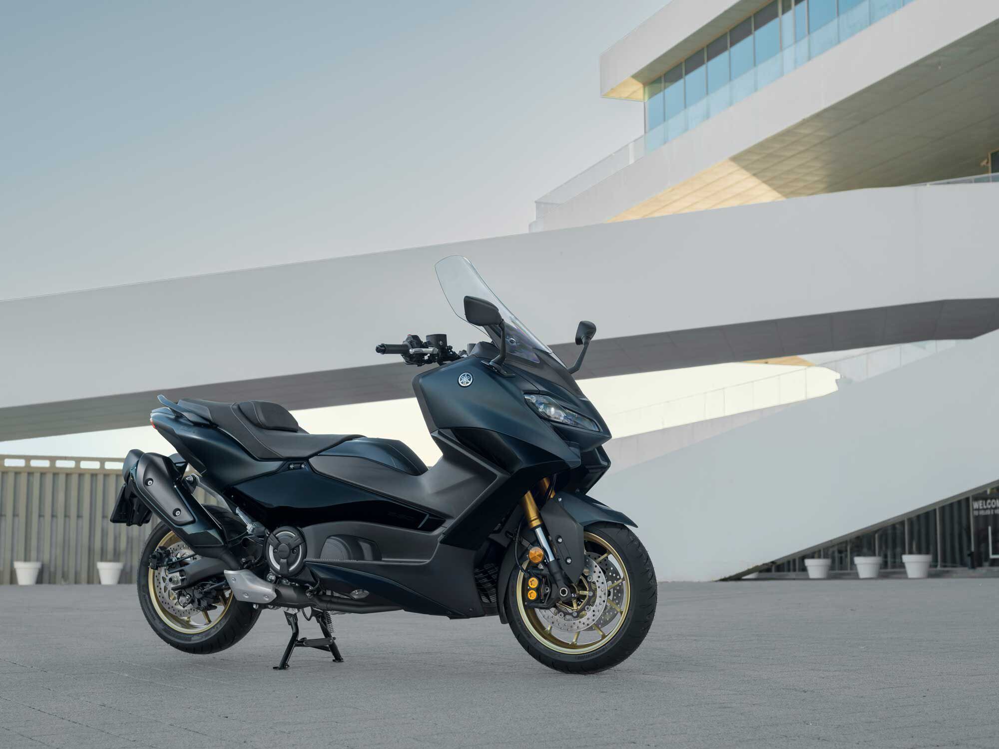 Yamaha offers touring accessories, including a huge top box large enough for two full-face helmets.