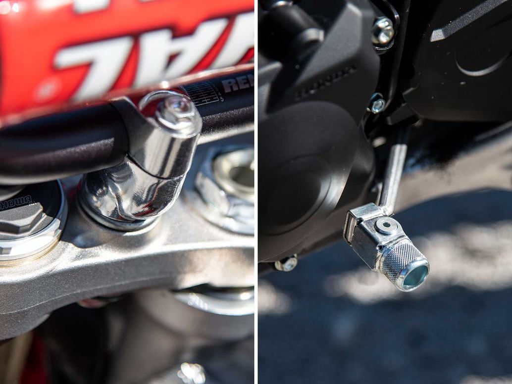 he CRF’s seemingly simple construction features outstanding attention to detail, including polished aluminum bits. Simple, functional details abound, including the knurled shifter pedal.