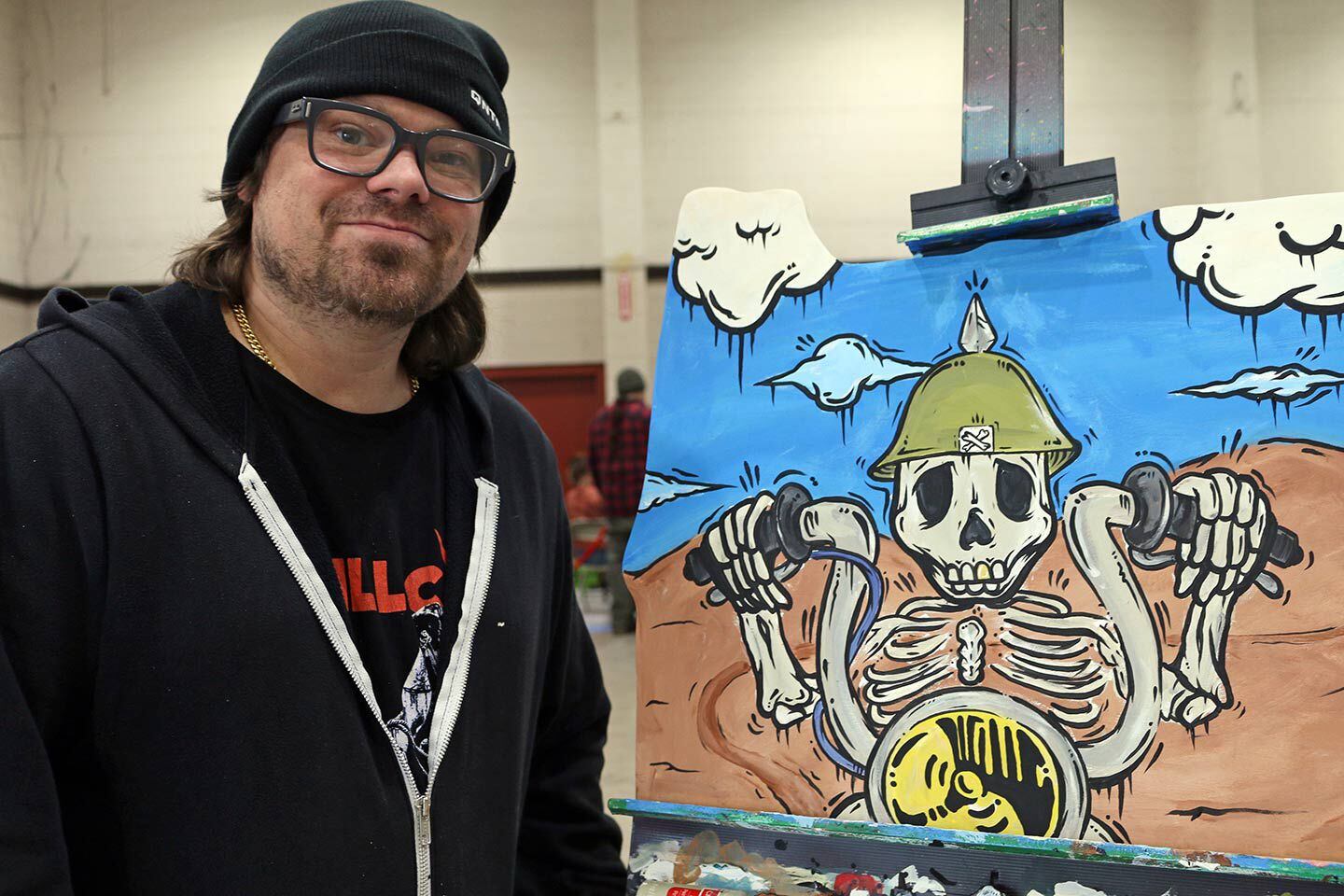 Salem, Oregon–based artist and muralist @jonezyartwork travels to different events like the Cherry City Classic doing live painting demonstrations and selling his original artwork.