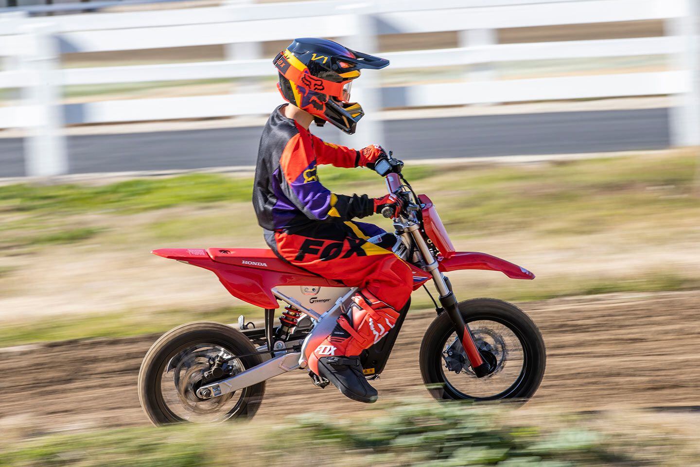 The CRF-E2 is designed for first-timers. It’s quiet and easy to ride, making it well suited to teaching kids how to ride a motorcycle.