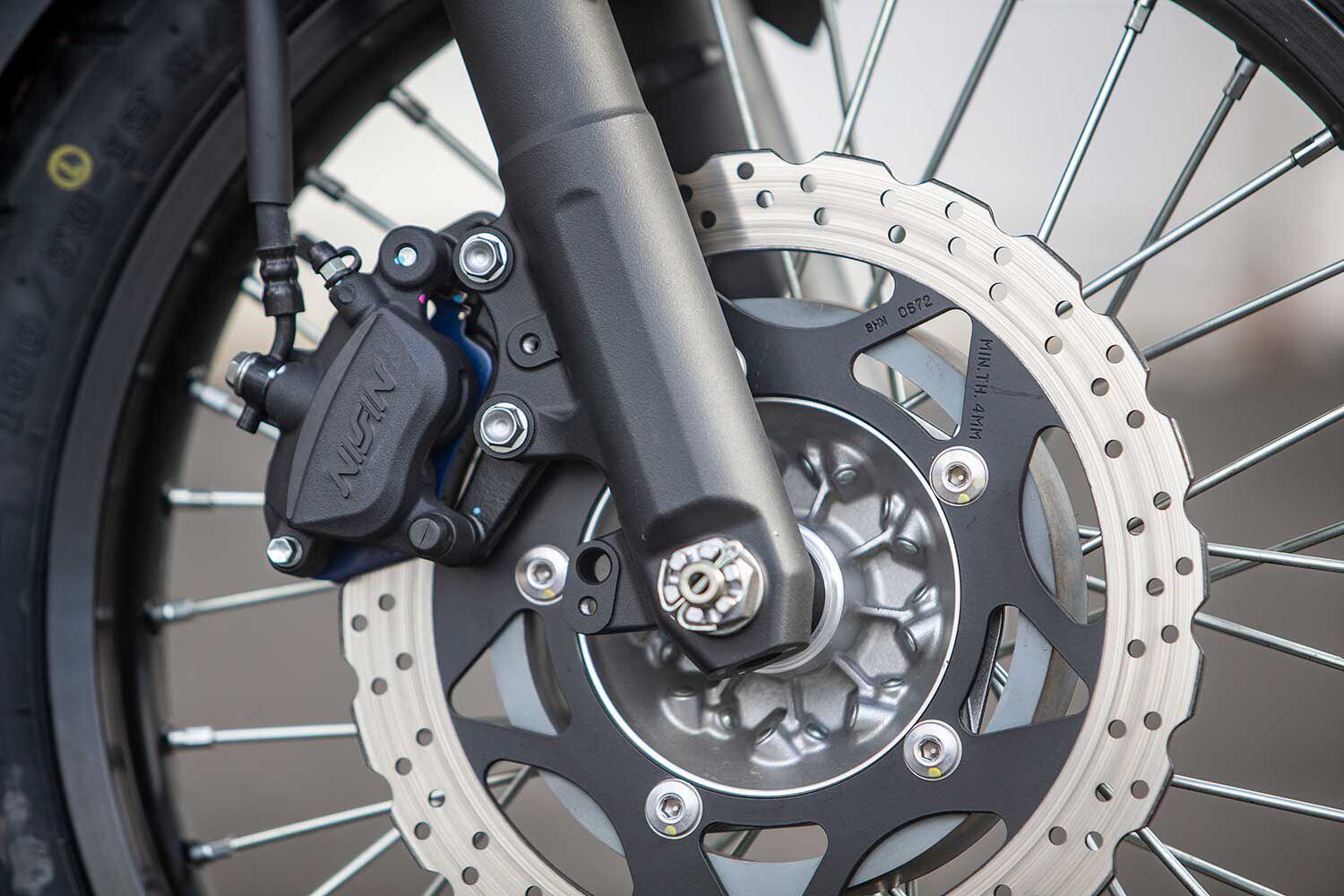 Bringing the Versys to a halt is a single two-piston Nissin caliper up front. While providing acceptable stopping power, the lever lacks feel.