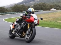 2022 triumph speed triple 1200 rr at top speed on race track