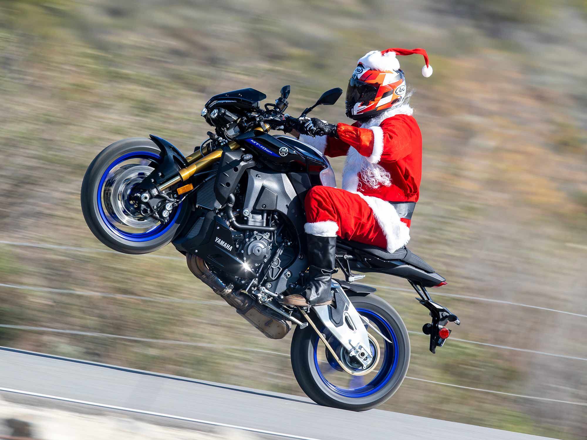 This holiday season, Santa Claus rode Yamaha’s bespoke 2022 MT-10 SP.
