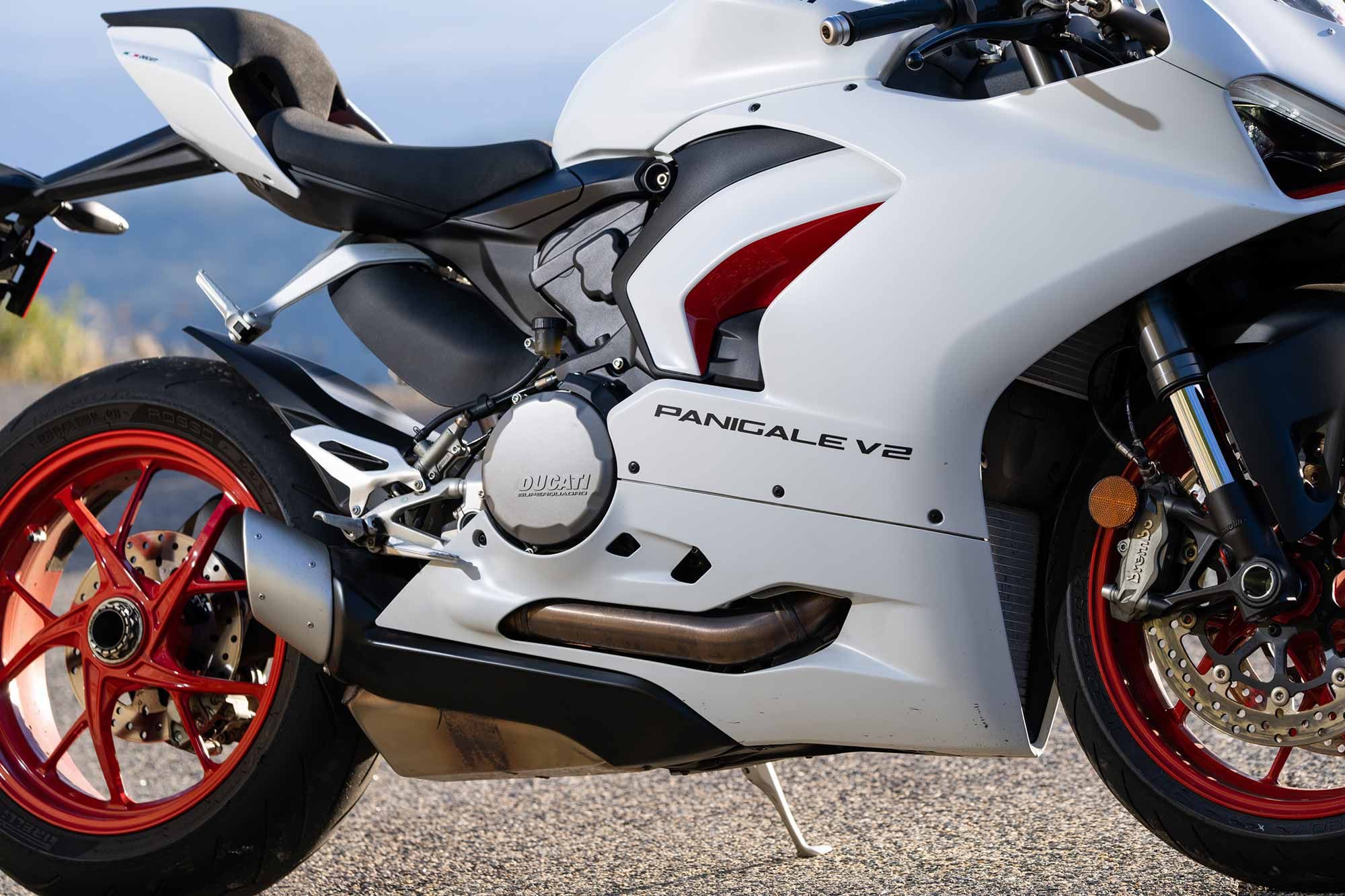 The Panigale V2 is powered by a rev-happy 955cc liquid-cooled L-twin.