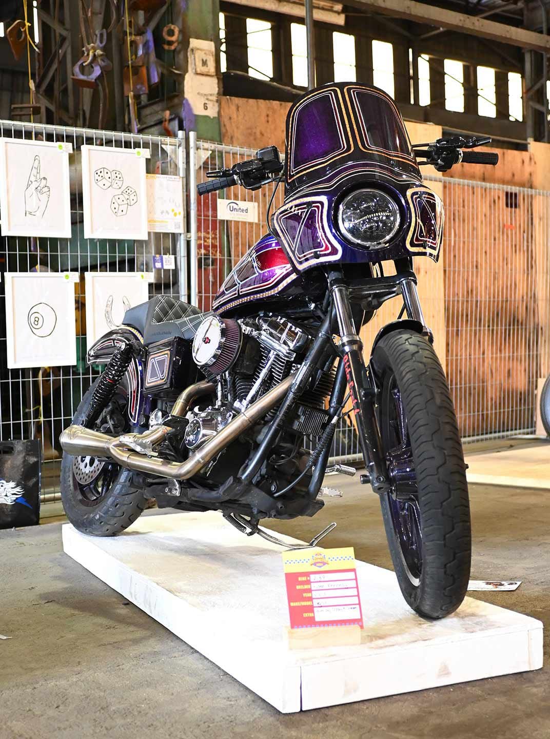 More than a few Harley Dynas showed up, but this 2003 example from A Kennedy really shone.