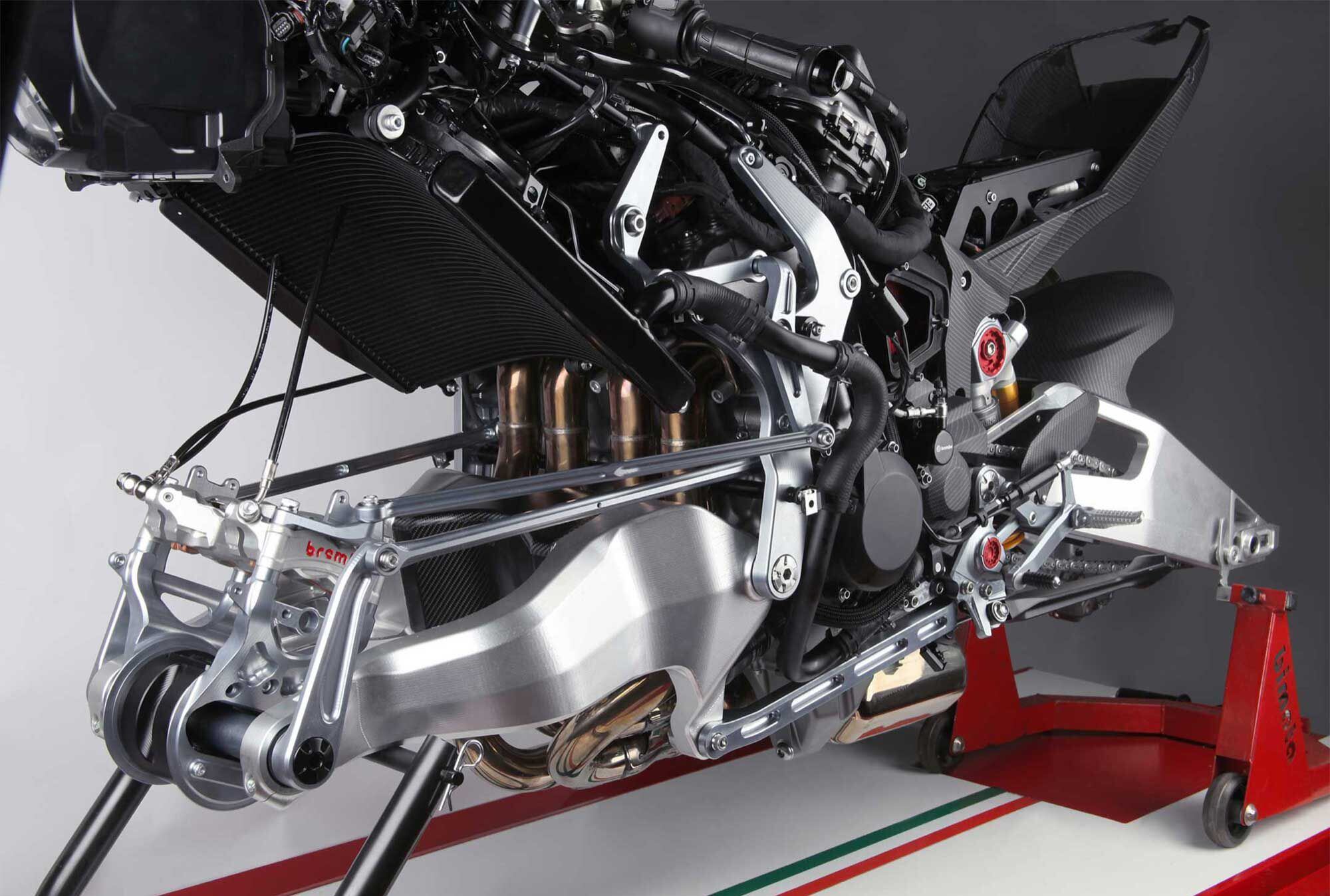 Get naked! The magical front-hub steering and front-swingarm suspension of the Bimota Tesi H2.