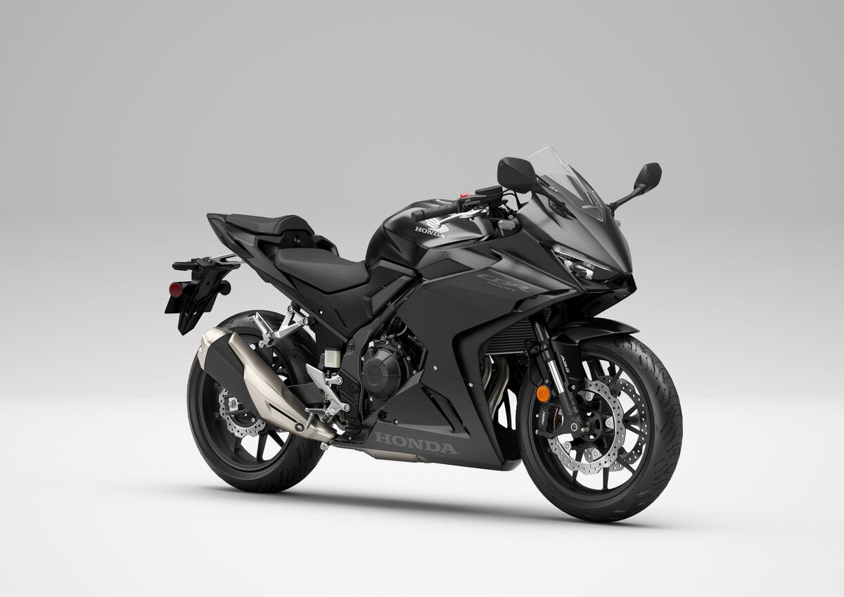 The 2024 Honda CBR500R in Matte Black Metallic.