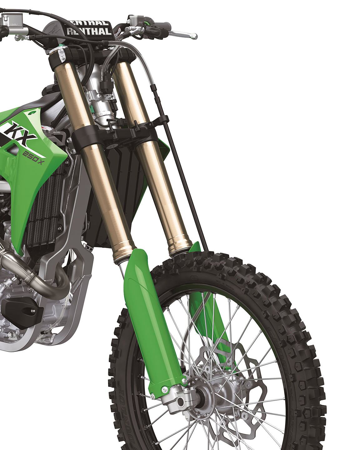 The 250X's notoriously firm KYB suspension has been swapped for Showa components front and rear.