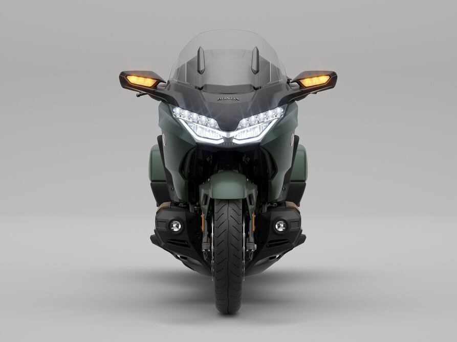 The base-model Gold Wing has a shorter windscreen for a sportier look.