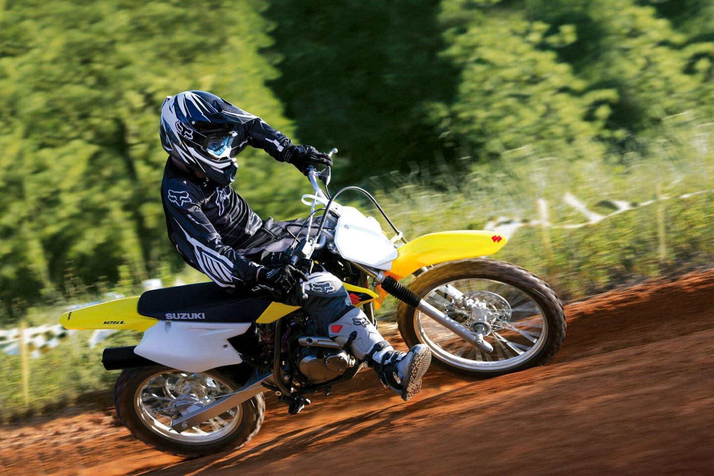 Big wheels, low seat, and oodles of user-friendliness. The DR-125L is an ideal starter bike, pitbike, or campground companion.