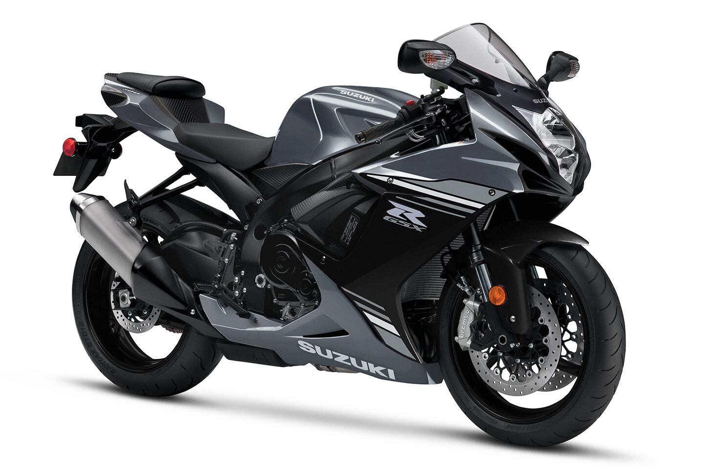 The 2025 Suzuki GSX-R600 in Solid Iron Gray and Glass Sparkle Black.