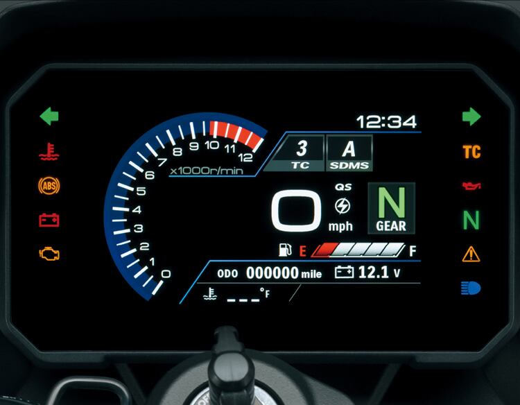 The TFT dash makes it easy to change ride modes.