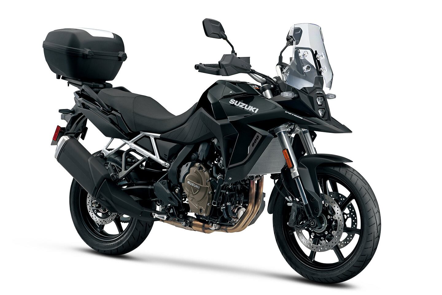 The 2024 V-Strom 800 Touring in Glass Sparkle Black.