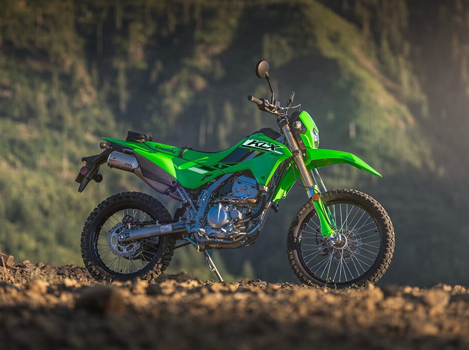 Like the Honda above, the KLX300 brings a similar Goldilocks appeal, with its combo of light weight, capable suspension, and off-on road versatility.