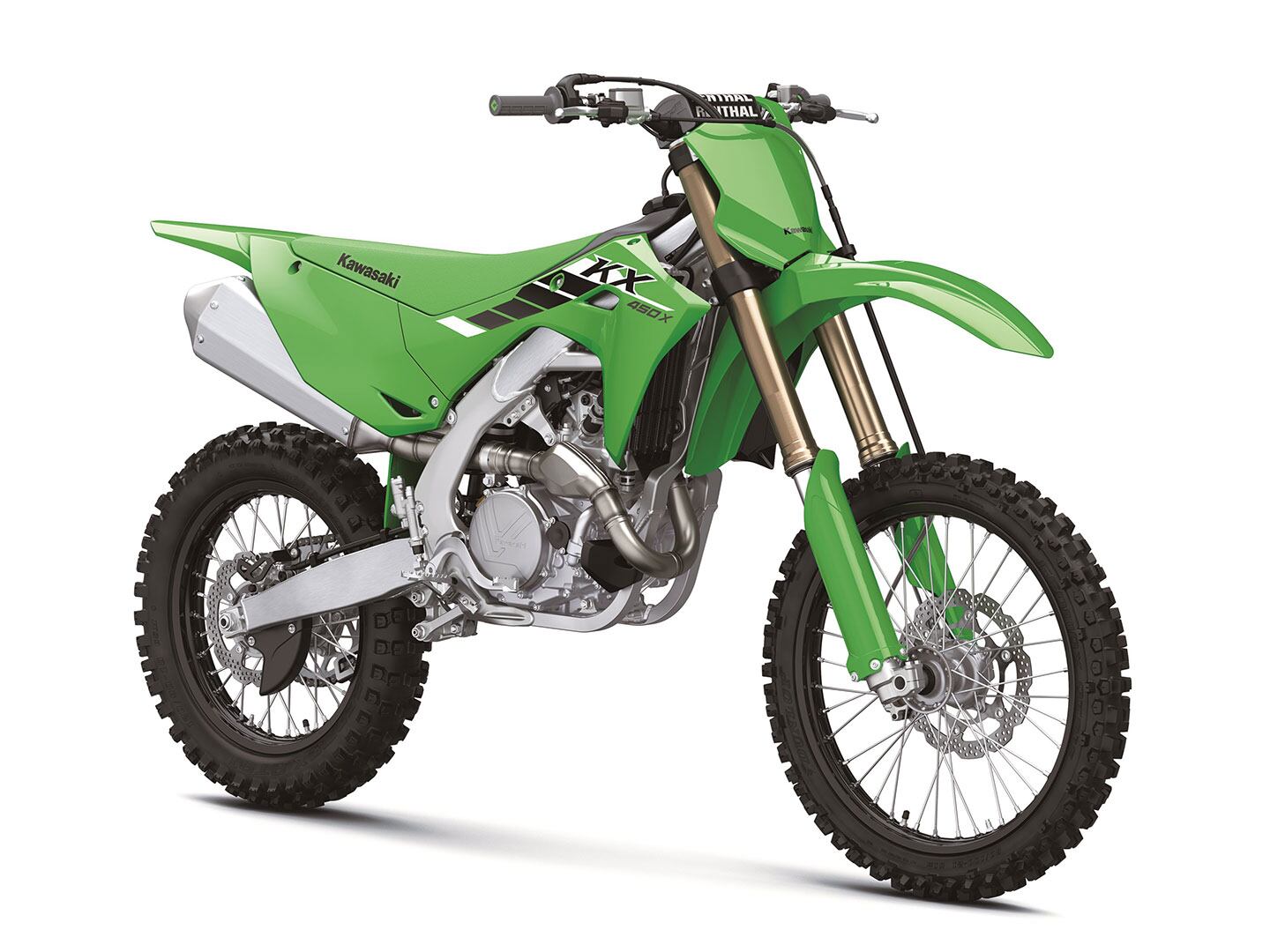 Since it saw significant revisions for the 2024 model year, Kawasaki's KX450X cross-country bike returns to the lineup unchanged for 2025.